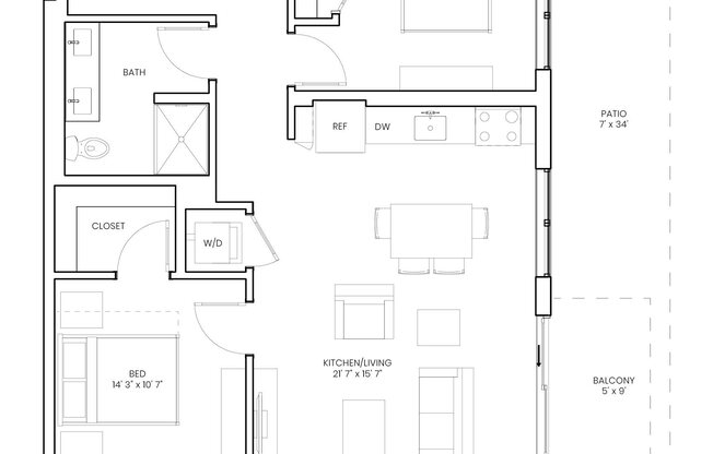 2 beds, 1 bath, 949 sqft, $2,494