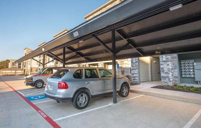 a car parked in front of a building