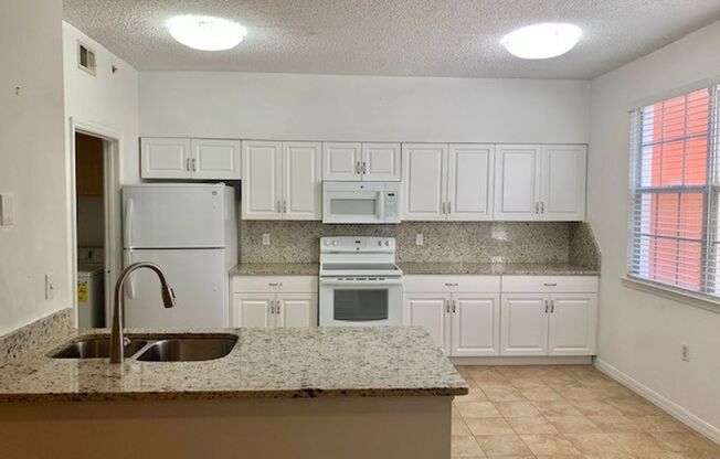 MOVE IN BY JUNE 15TH and RECEIVE THE REST OF JUNE FREE!!!  Gorgeous 2-Bed, 2-Bath Condo with Pond and Fountain Views at Palm Villas Condominiums!