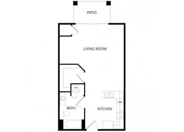 Studio, 1 bath, 566 sqft, $1,260