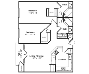 2 beds, 2 baths, 1,100 sqft, $2,085