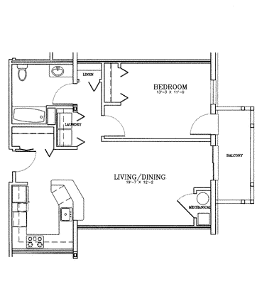 1 bed, 1 bath, 715 sqft, $2,370, Unit 111