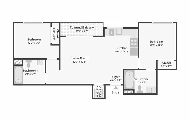2 beds, 2 baths, 854 sqft, $4,095