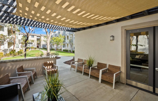 outdoor patio at the clubhouse with seating