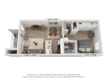 1 bed, 1 bath, 585 sqft, $955