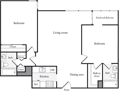 2 beds, 2 baths, 1,098 sqft, $4,923, Unit 5307