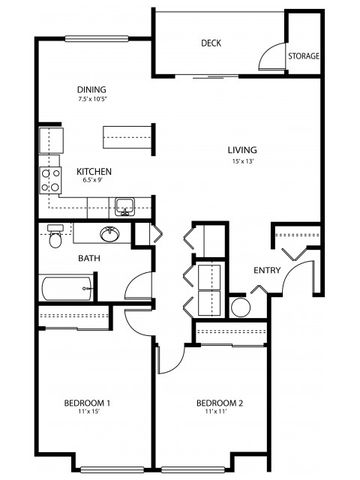 2 beds, 1 bath, 958 sqft, $1,745