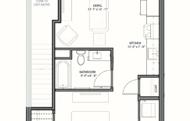 Studio, 1 bath, 573 sqft, $1,350, Unit A113