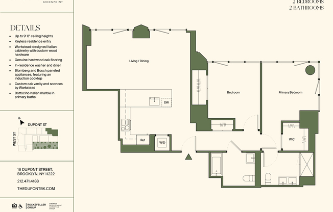 2 beds, 2 baths, $8,995, Unit 16D