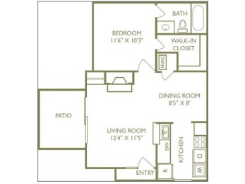 1 bed, 1 bath, 588 sqft, $1,008