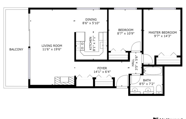 2 beds, 1 bath, 830 sqft, $1,945, Unit 102