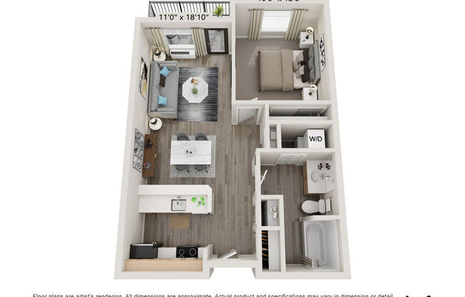 1 bed, 1 bath, 646 sqft, $1,895