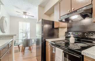 Galley style kitchen at Forest Glen, Garland, TX