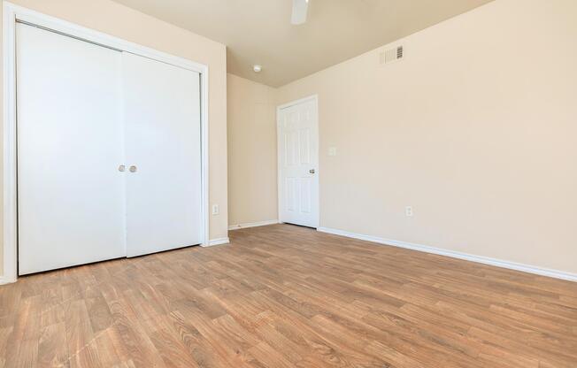 a room with a wooden floor