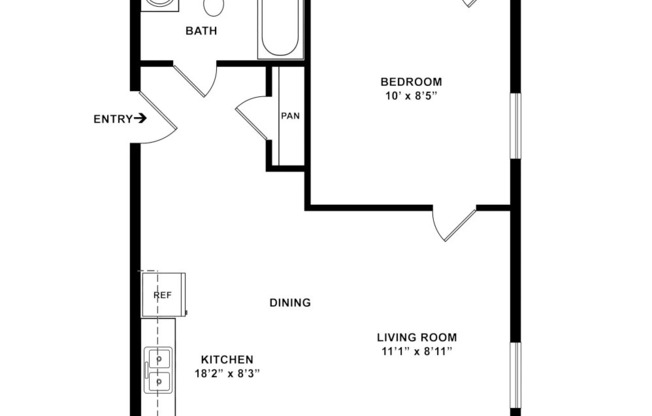 1 bed, 1 bath, 410 sqft, $1,076