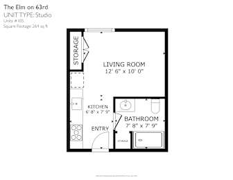 Studio, 1 bath, 294 sqft, $1,288