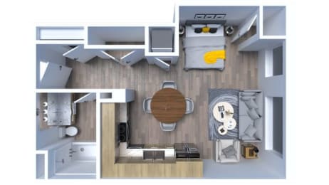 Studio, 1 bath, 443 sqft, $1,444