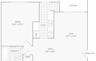 1 bed, 1 bath, 575 sqft, $1,725, Unit 75