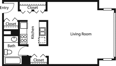 Studio, 1 bath, 558 sqft, $1,954, Unit 2302