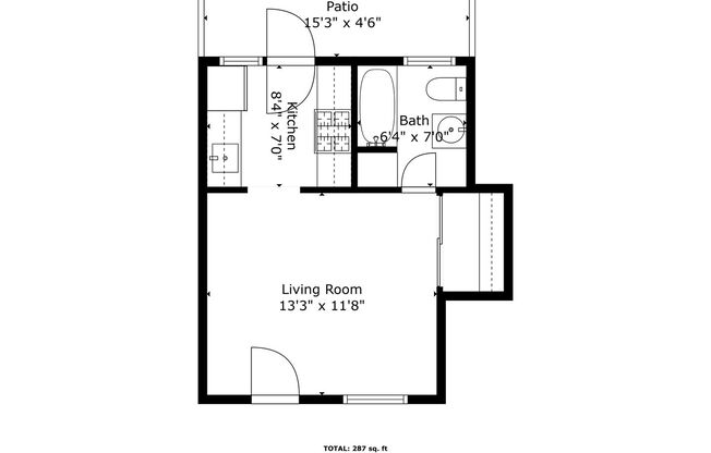 Studio, 1 bath, 287 sqft, $1,495, Unit 2726