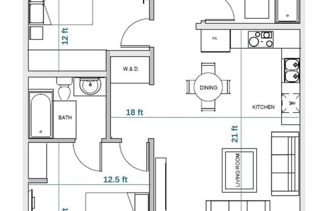 2 beds, 2 baths, 865 sqft, $2,595, Unit 406