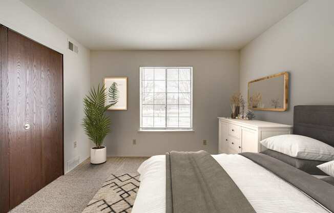 Magnolia Layout Model Bedroom at Fox Pointe Apartments, IL 61244