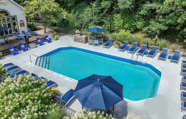 Pool Aerial View at Lake Forest Apartments