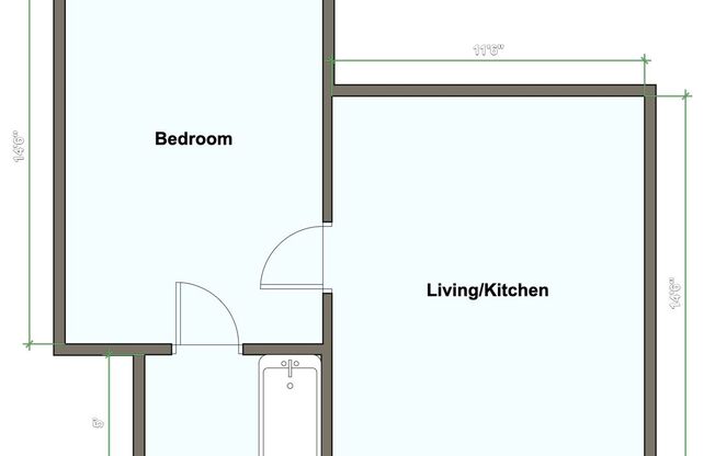 1 bed, 1 bath, 375 sqft, $850, Unit 6