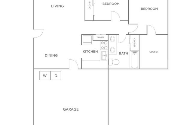2 beds, 1 bath, 867 sqft, $1,269, Unit 1546B