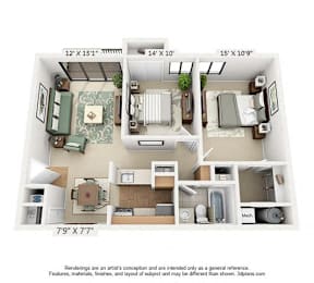 2 beds, 1 bath, 805 sqft, $1,261