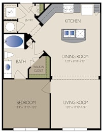 1 bed, 1 bath, 754 sqft, $1,338