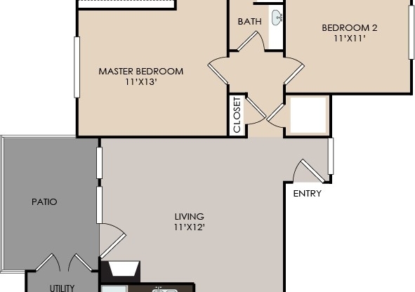 2 beds, 1 bath, 907 sqft, $732