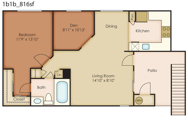 1 bed, 1 bath, 816 sqft, $2,340