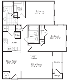 2 beds, 2 baths, 1,066 sqft, $1,725