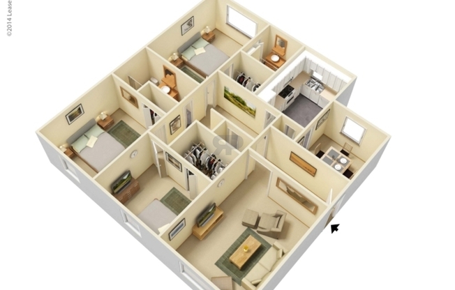 2 beds, 1 bath, 1,340 sqft, $1,420