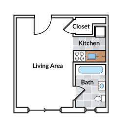 Studio, 1 bath, 288 sqft, $1,599