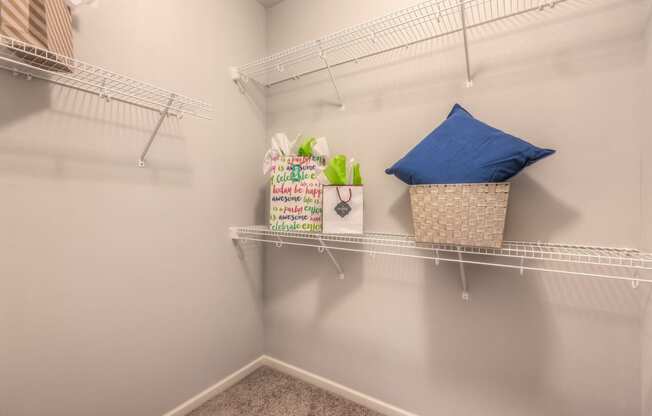 this is a photo of the closet with white racks