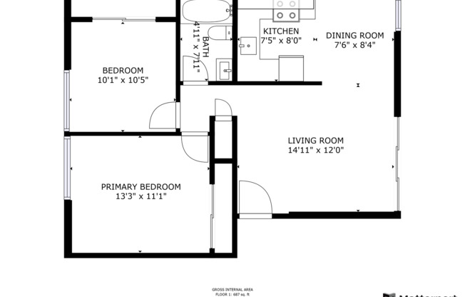 2 beds, 1 bath, 810 sqft, $1,225, Unit 5