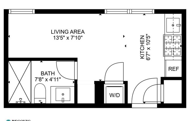 Studio, 1 bath, 204 sqft, $1,375, Unit 707