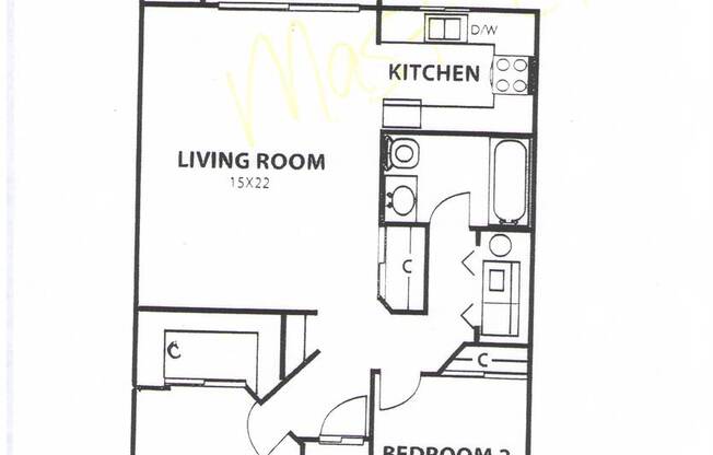 2 beds, 1 bath, 1,024 sqft, $1,635, Unit 824-21