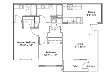 2 beds, 2 baths, 1,122 sqft, $2,121