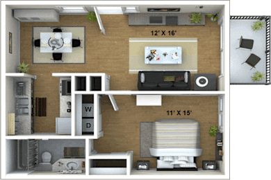 1 bed, 1 bath, 625 sqft, $1,694