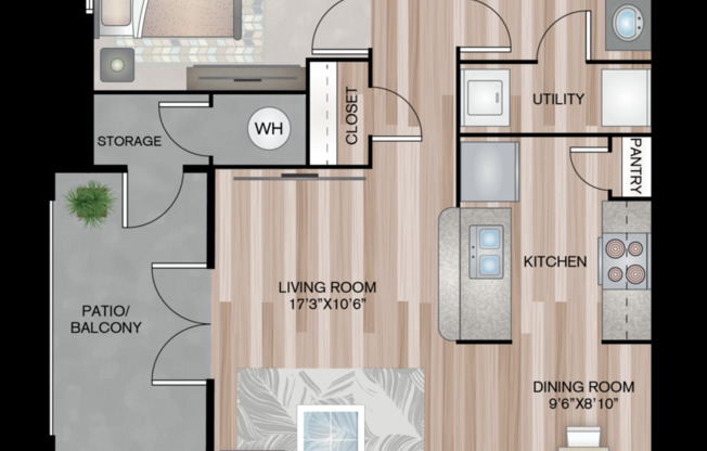 1 bed, 1 bath, 692 sqft, $1,056