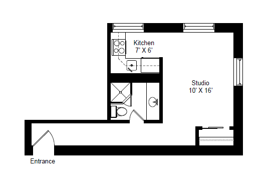 Studio, 1 bath, 375 sqft, $1,425, Unit 620-111