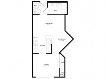 Studio, 1 bath, 502 sqft, $975