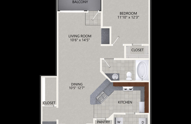 1 bed, 1 bath, 827 sqft, $1,280