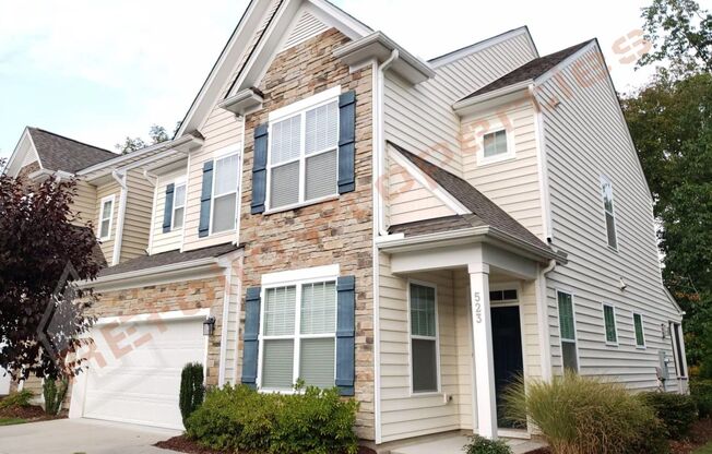 Beautiful 5 Bedroom End Unit Townhouse with 1st Floor Guest Suite and 3rd Floor Loft or 5th Bedroom with Full Bathroom and EV Charger in Garage in Overlook @ Amberly, Cary, Available September 5th!