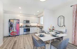 Dining and kitchen at Sierra Gateway Apartments, Rocklin, California