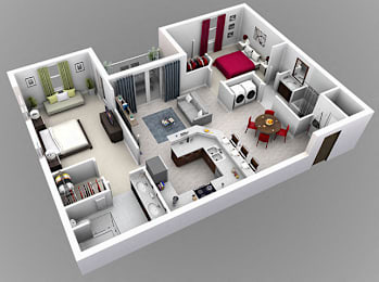 2 beds, 2 baths, 1,211 sqft, $1,873