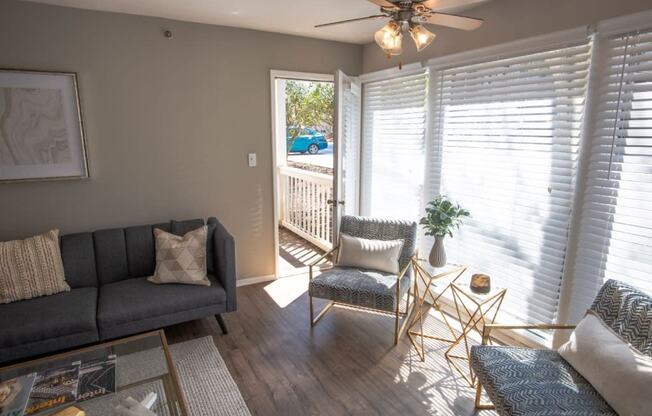 Webb Bridge Crossing Apartments in Alpharetta Georgia photo of living room with large windows